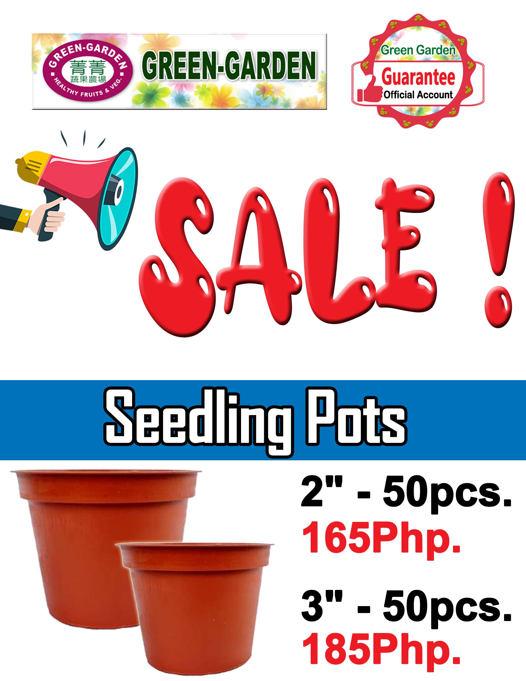 SUPER SALE !!! UV TREATED Round Pots 3" and 2" Qty: 50pcs