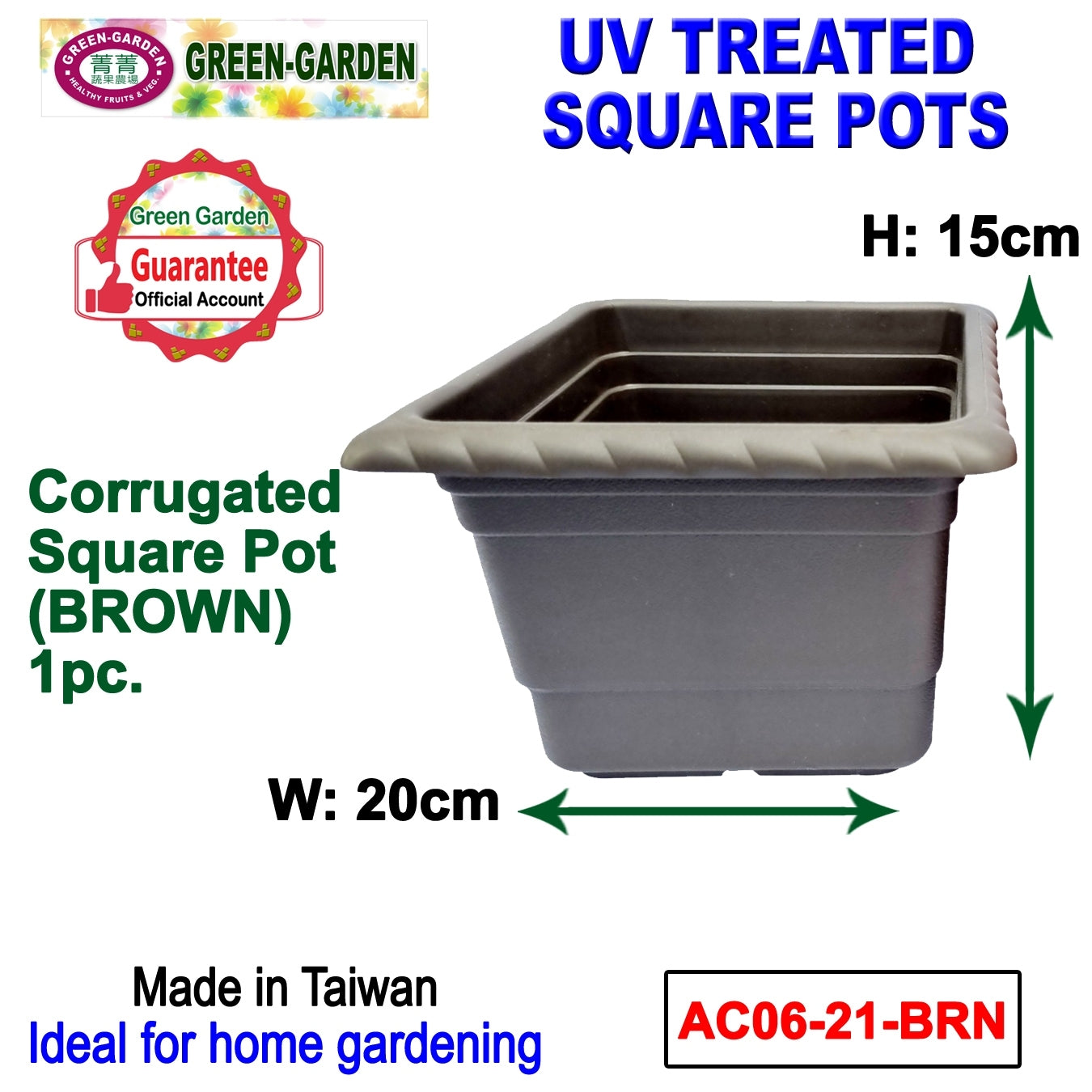 UV TREATED Corrugated Square Pot Size: 20x20x15cm