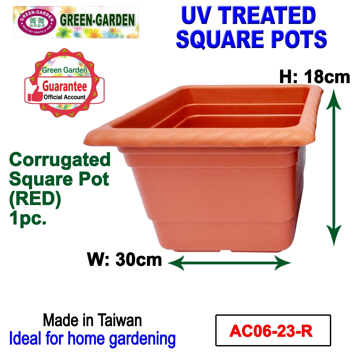 UV TREATED Corrugated Square Pot Size: 30x30x18cm