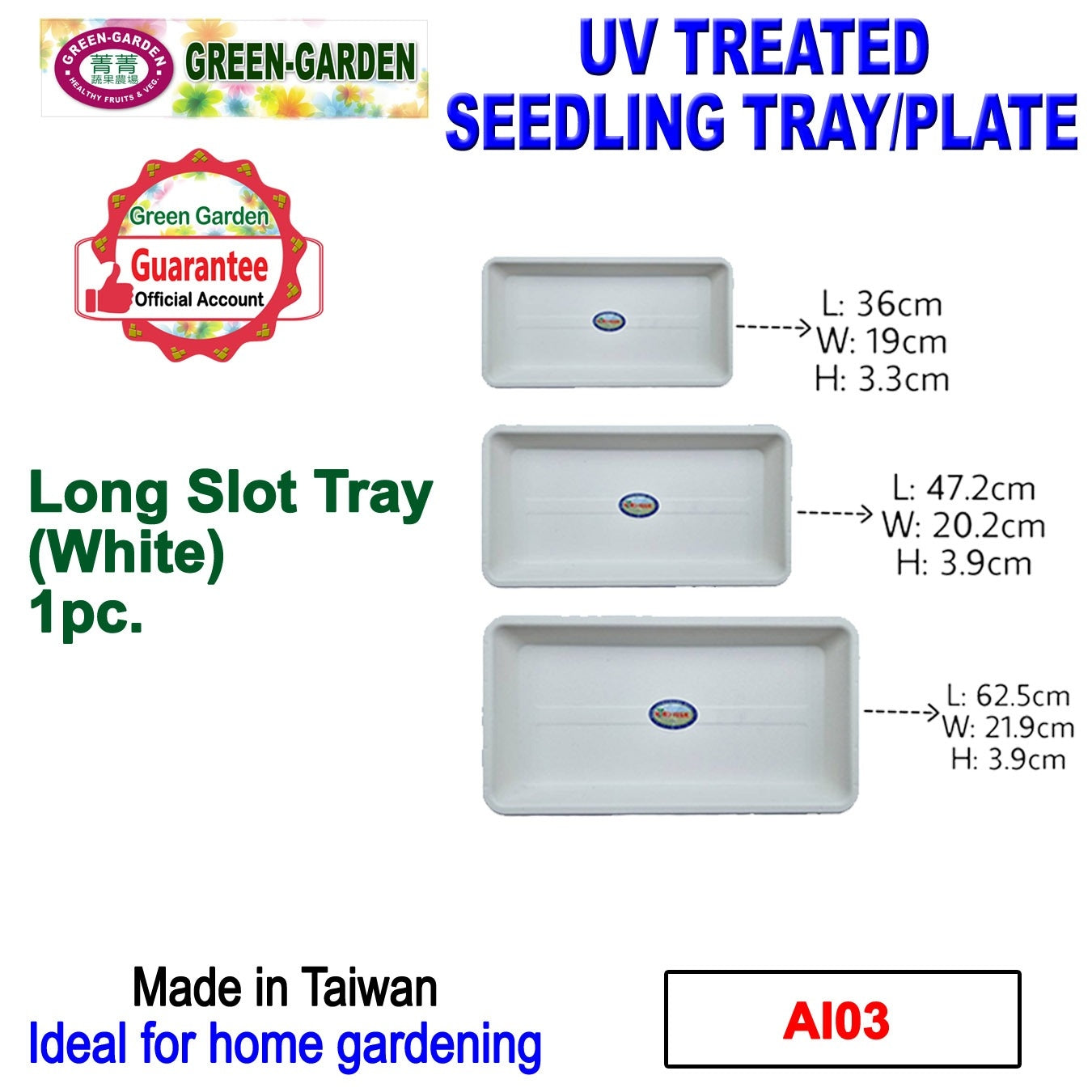 UV TREATED Long Slot Tray Size: 62.5x21.9x3.9cm