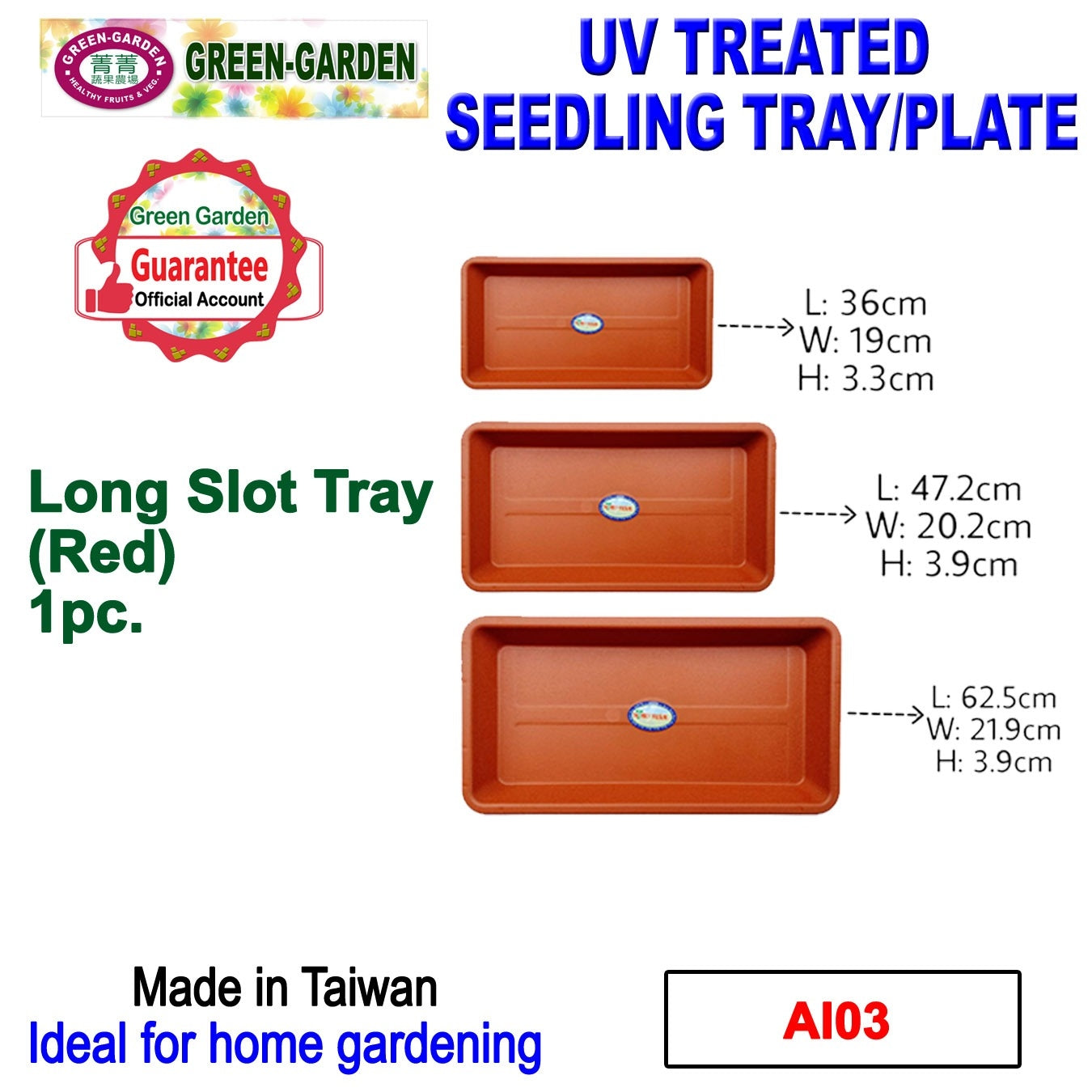 UV TREATED Long Slot Tray Size: 47.2x20.2x3.9cm