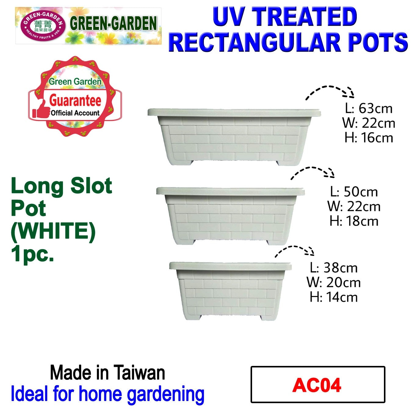 UV TREATED Long Slot Pot 63x22x16cm