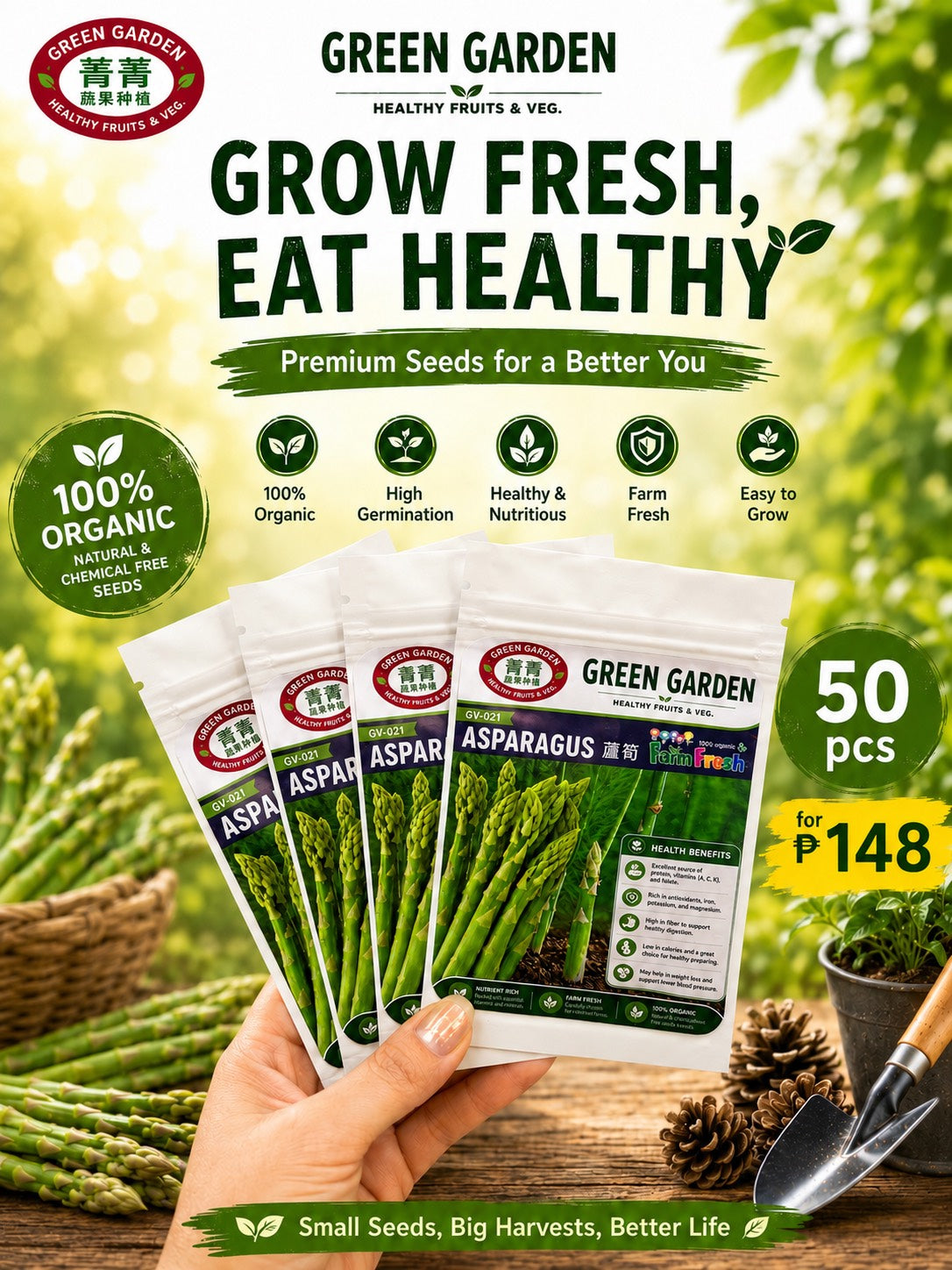 Asparagus Seeds High Germination Vegetable (Approx:50pcs of seed/pack)
