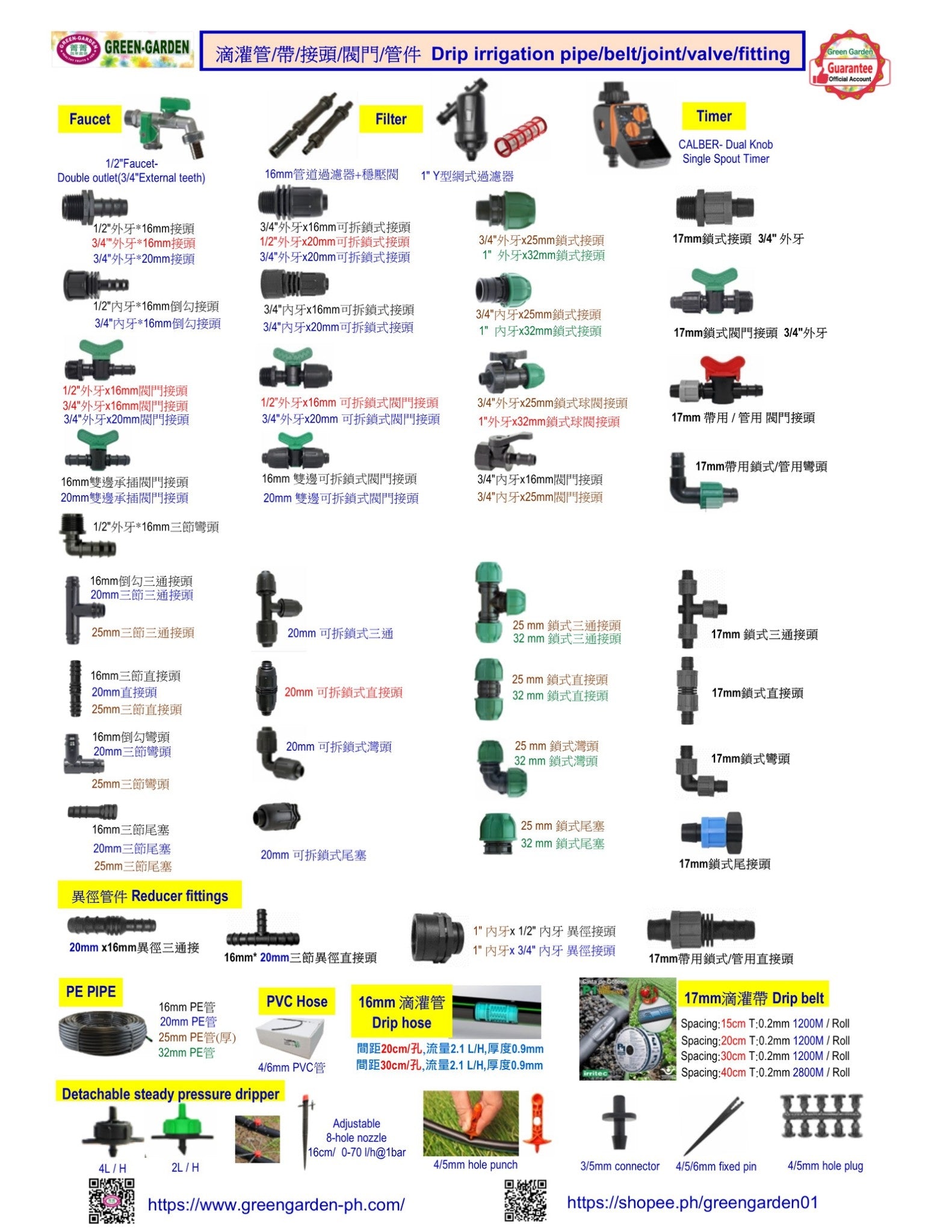 Drip Irrigation System - 1" internal thread x1/2" internal thread reducing joint BG60