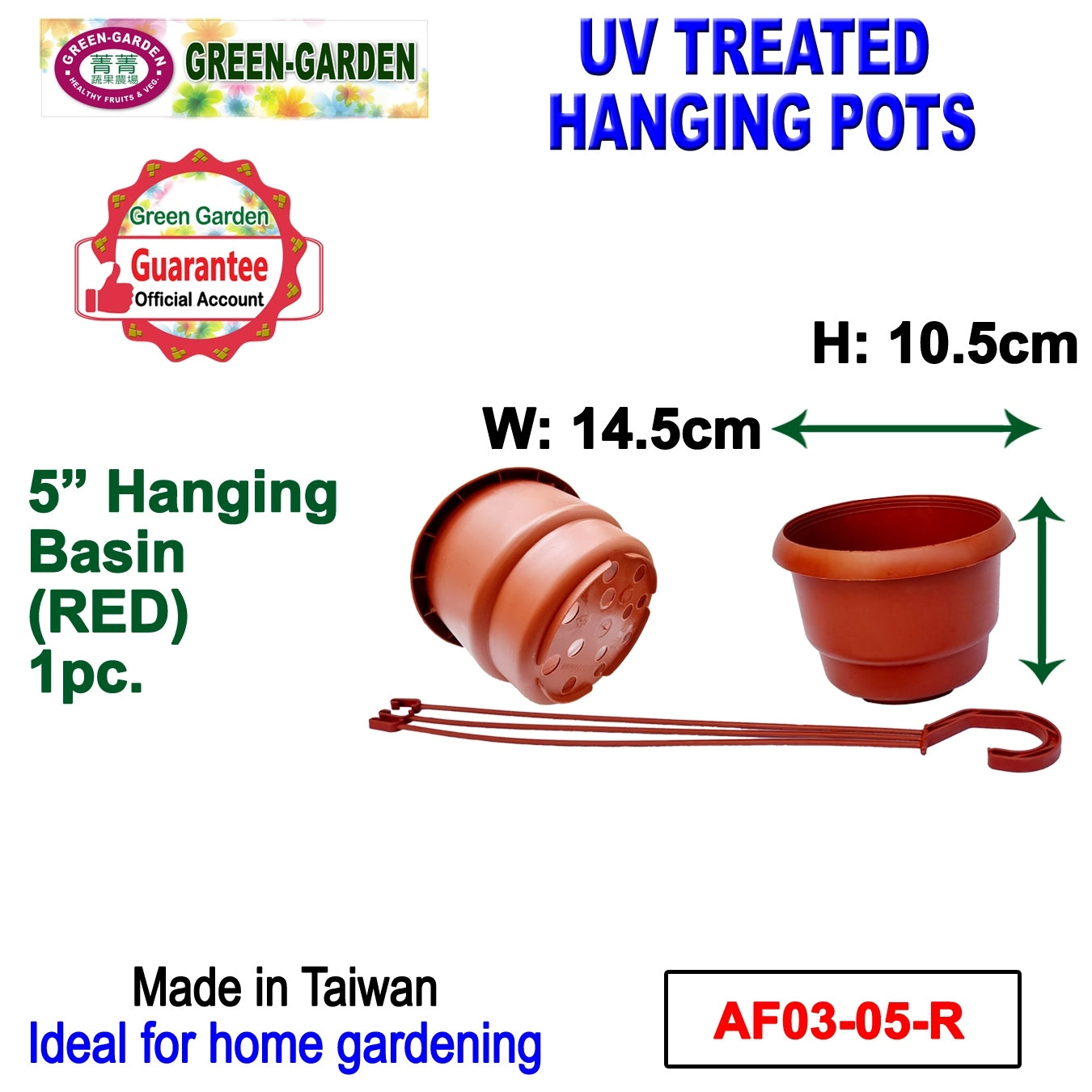 UV TREATED Hanging Basin 5"