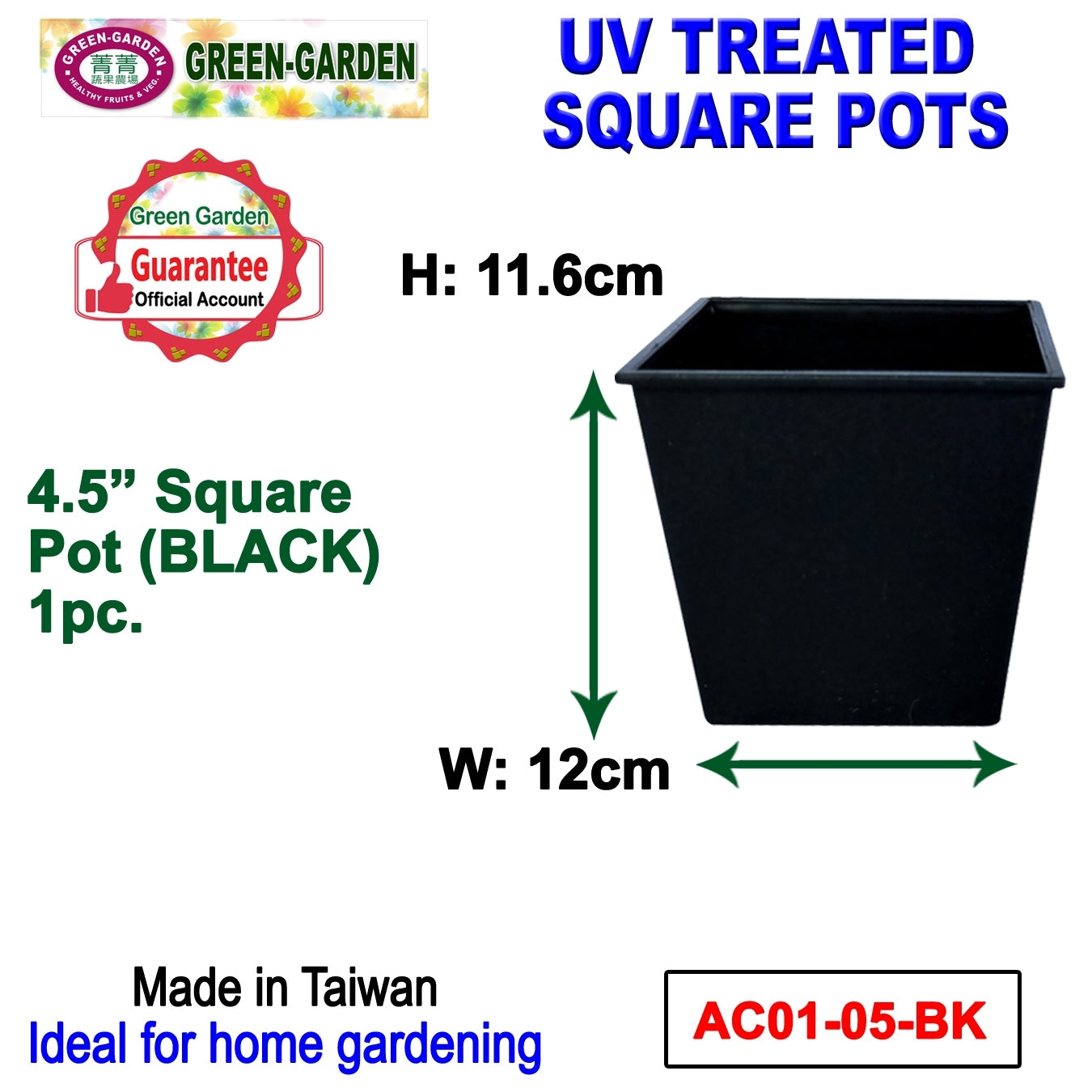 UV TREATED Square Pot 5"