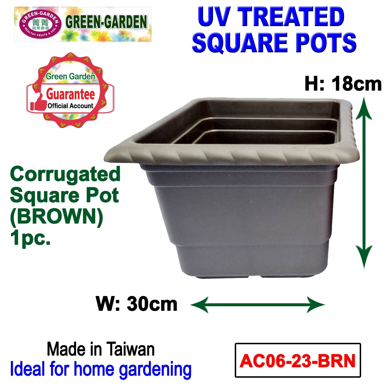 UV TREATED Corrugated Square Pot Size: 30x30x18cm