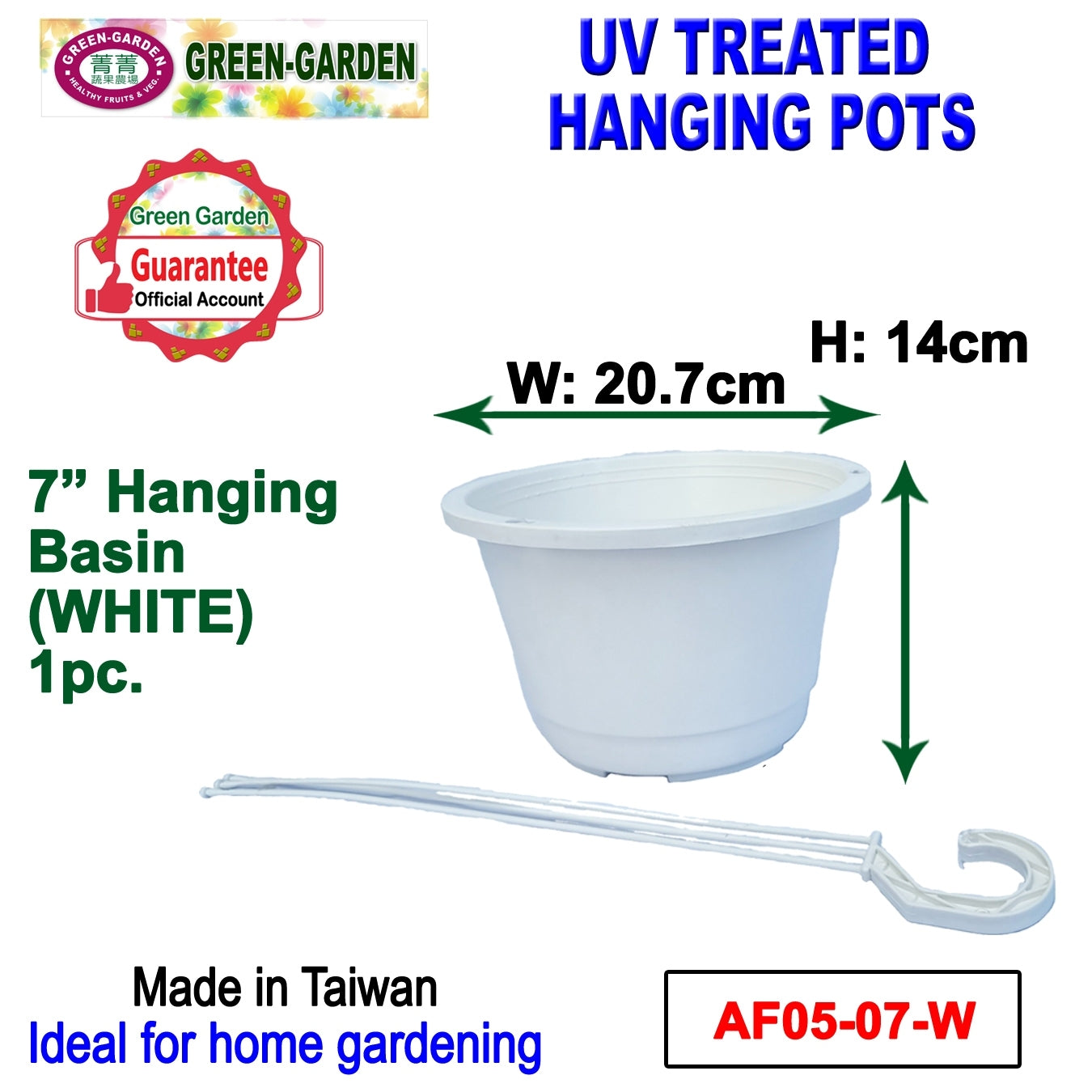 UV TREATED Hanging Basin 7"