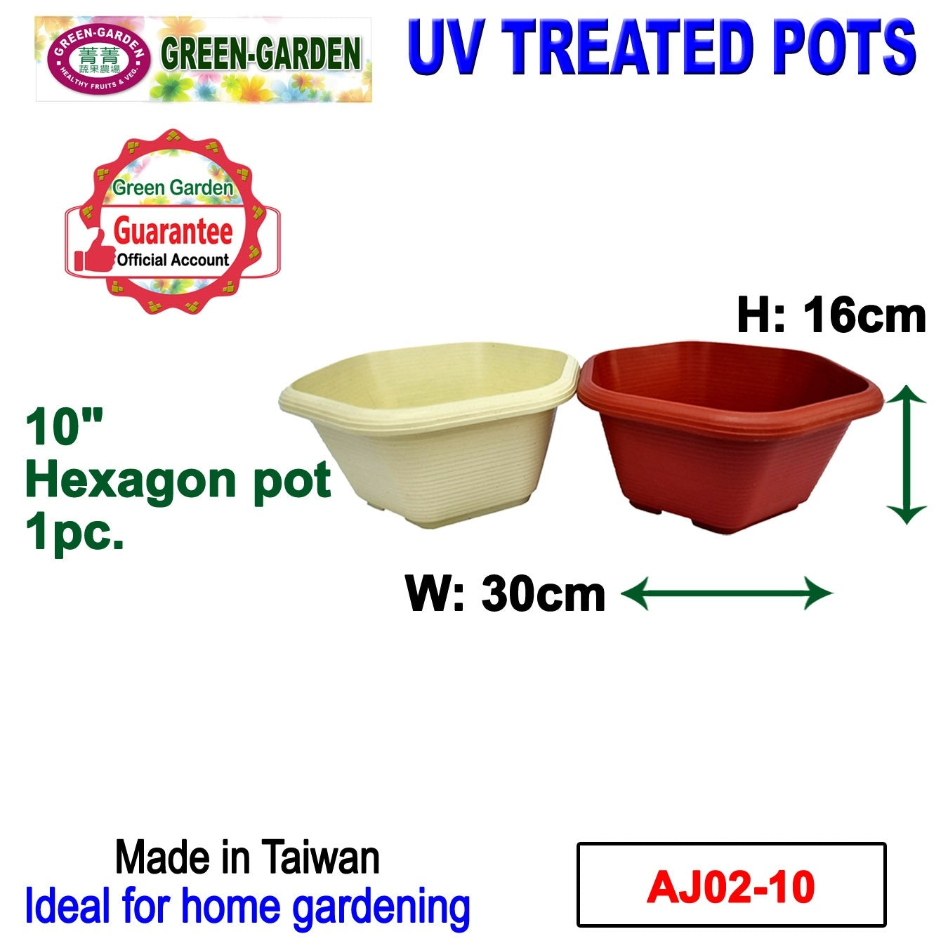 UV TREATED Hexagonal Pot (Japanese Style) Size: 30x28x16cm