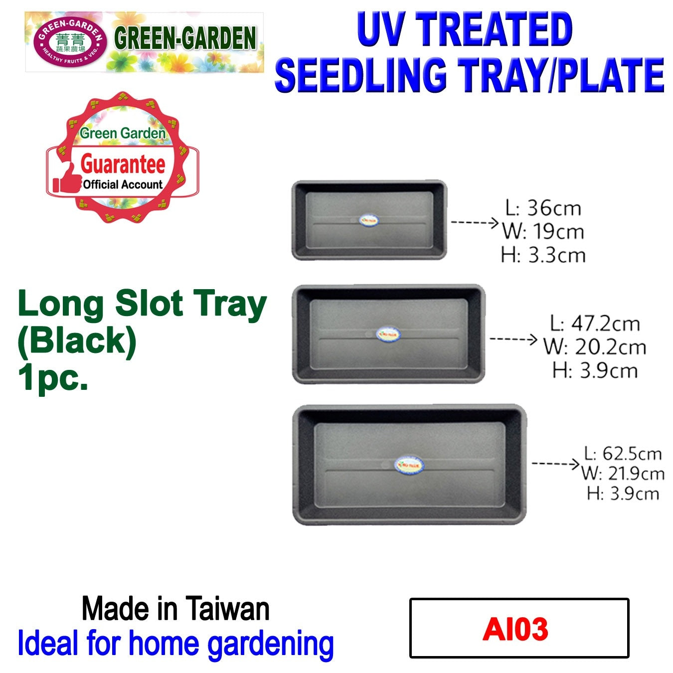 UV TREATED Long Slot Tray Size: 62.5x21.9x3.9cm