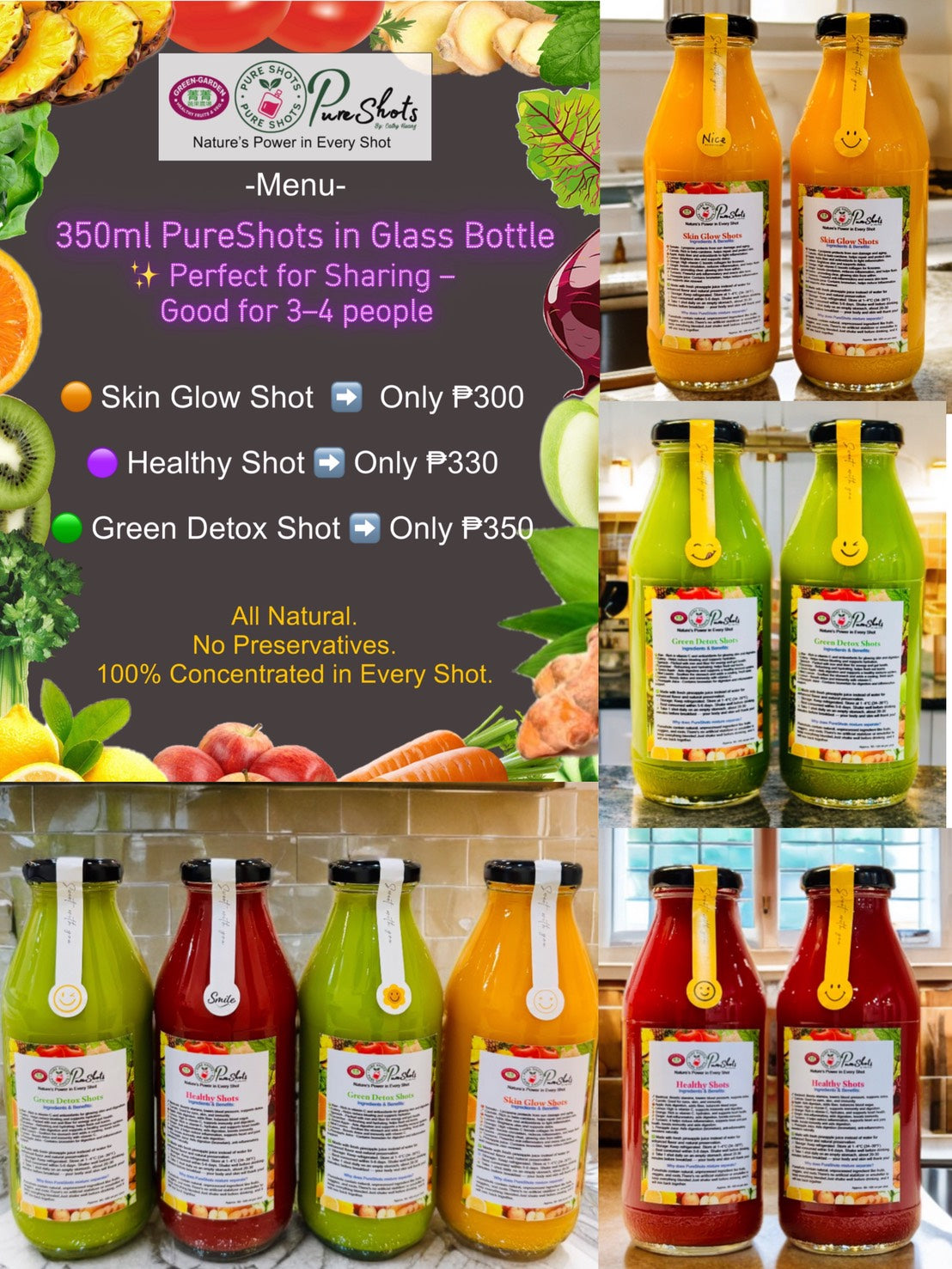 Pureshots in Glass Bottle 350ml-1 Bottle