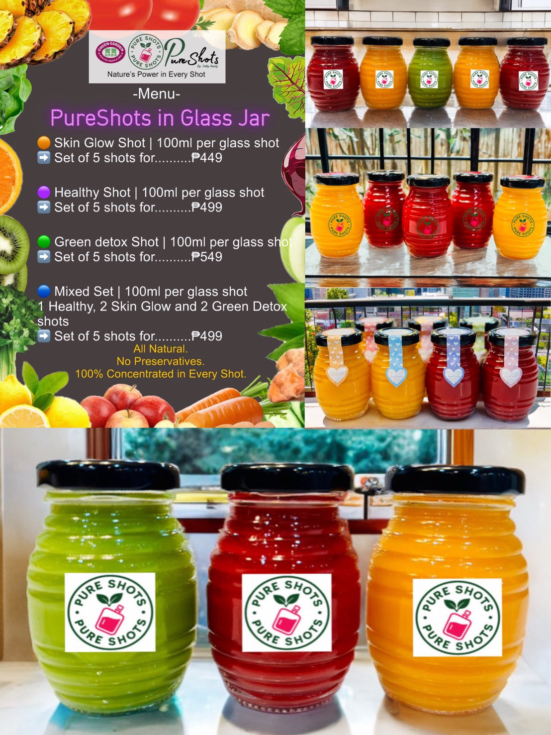 Pureshots in Glass Jar 100ml (5 jar/set)