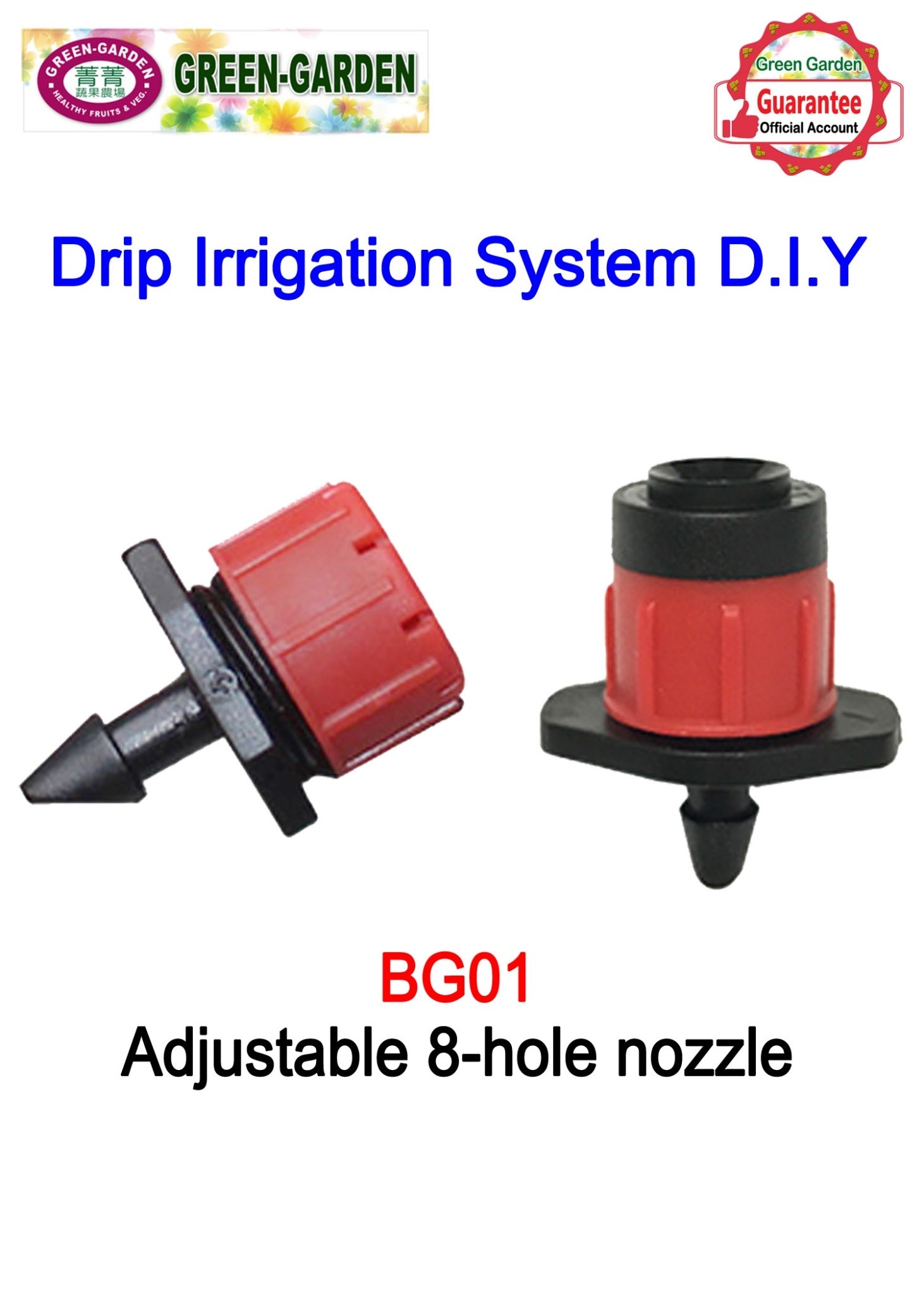 Drip Irrigation System - Adjustable 8-hole nozzle (10pcs) BG01