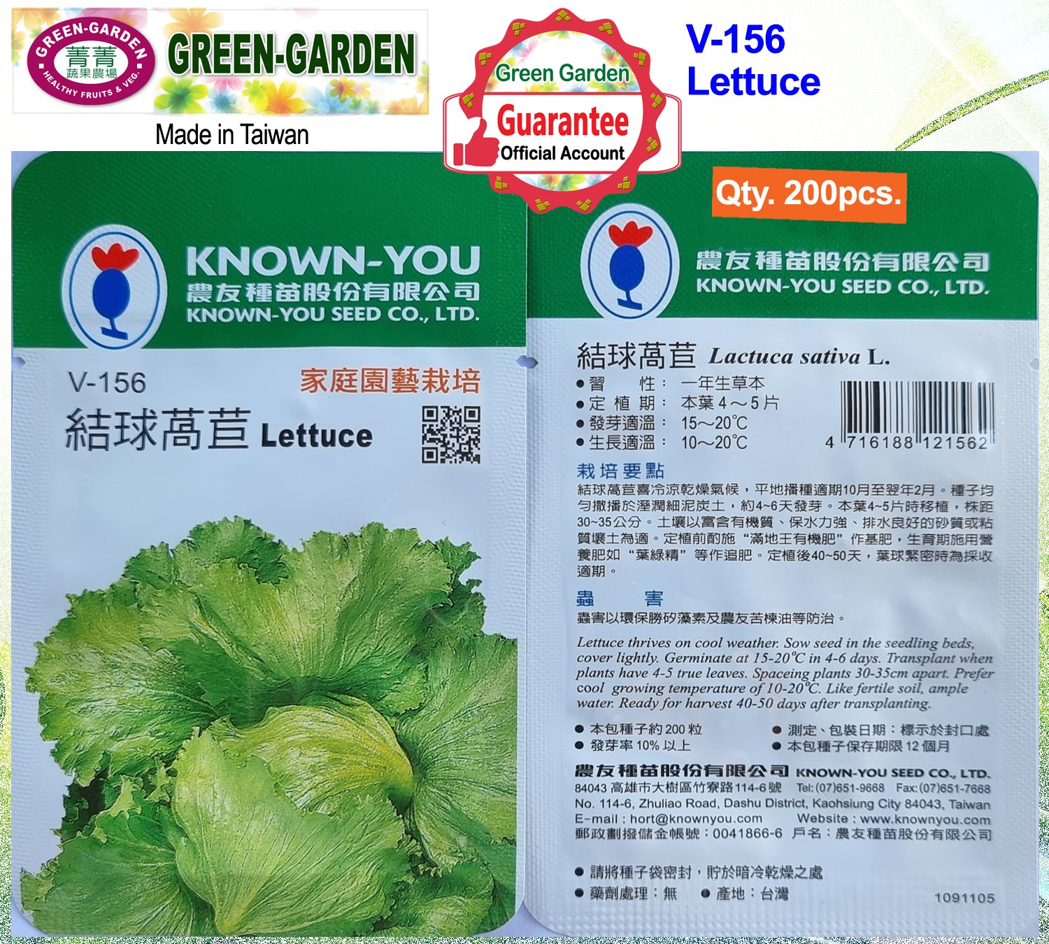 Known You Vegetable Seeds (V-156 Lettuce)