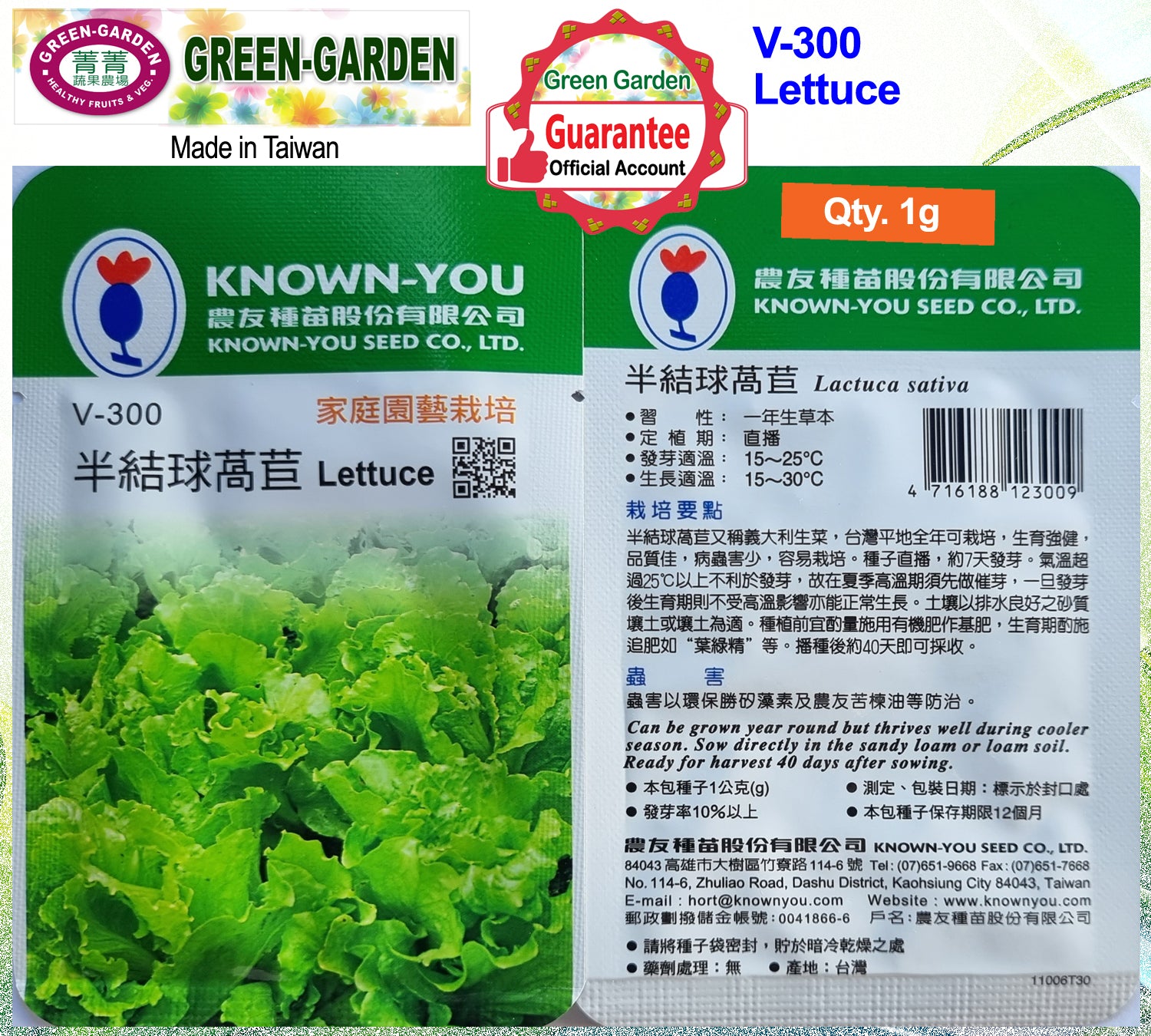 Known You Vegetable Seeds (V-300 Lettuce)